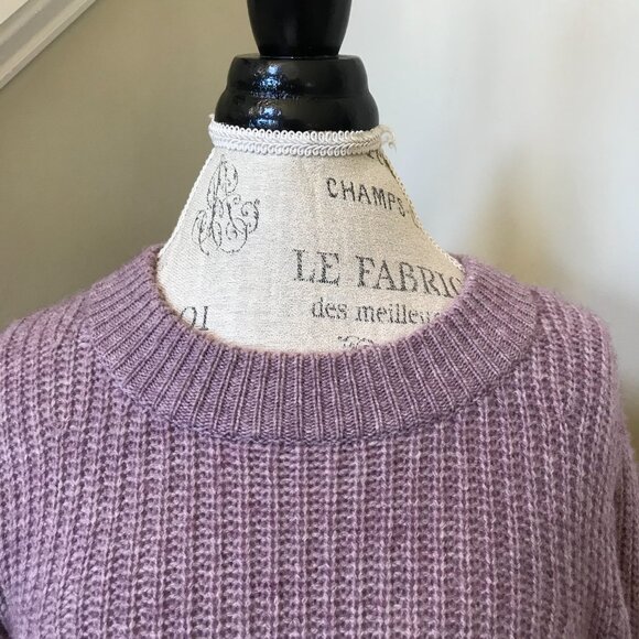 Intermix Chunky Knit Crew Neck Sweater Jumper Womens Small Purple Wool Cashmere - Picture 4 of 10